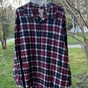 Men's Plaid Button-Down Shirt - Maroon and Blue
